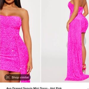 Fashion Nova Pink Sequin Strapless Mini Dress